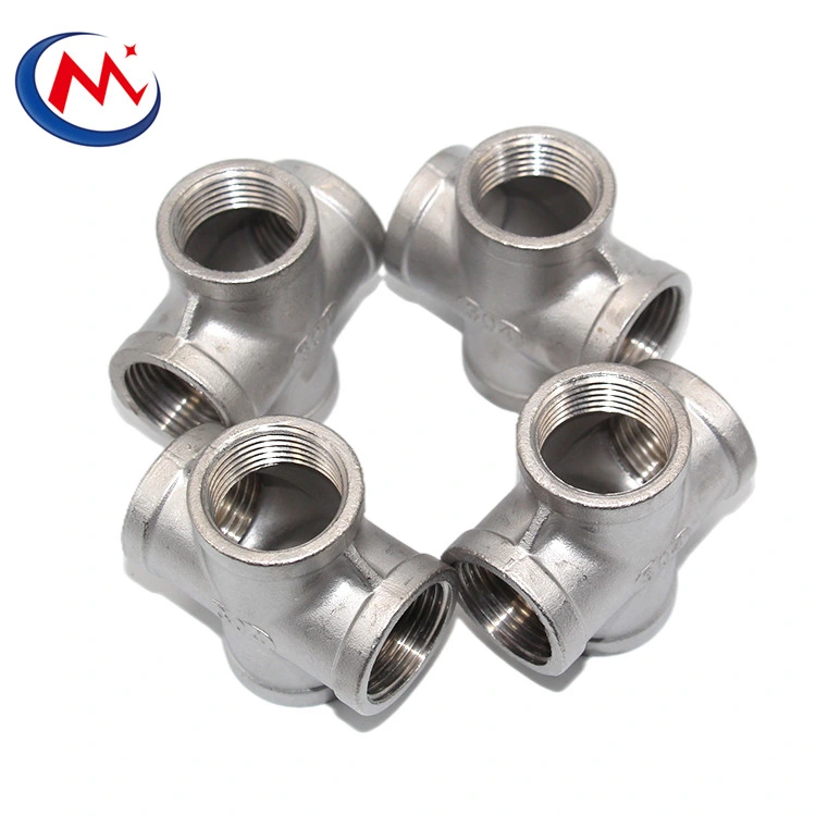 Female Thread Casting 4 Way Elbow Stainless Steel Cross Connector Pipe Fitting Male Cross Plumbing Fittings