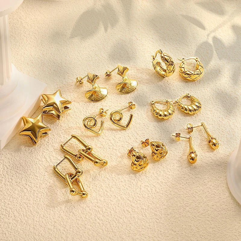 18K Banhado a Ouro Grosso Moda jóias de Aço Inoxidável brincos de joalharia