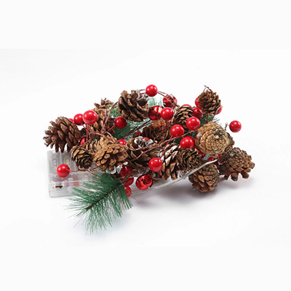 2 Meters Copper Wire LED String Lights with Pine Cone Pine Needle Battery Operated Outdoor Indoor Christmas Decorations