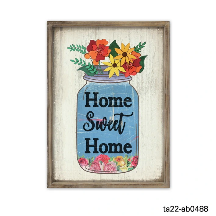 Flowers and Vase Colorful Bright Unique Fashion Custom Solid Wood Frame Prompt Vintage Wood Drawing Gifts & Crafts Paintings