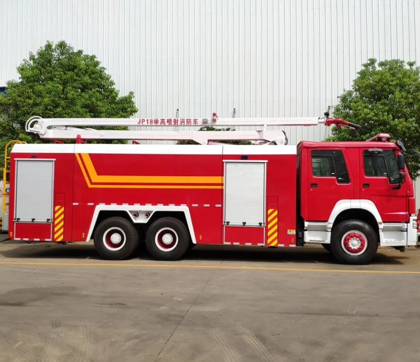 Sinotruk 10 Ruedas 371HP de 10 toneladas de 2 toneladas de agua HOWO de espuma de 18 metros de la torre de agua camión de bomberos