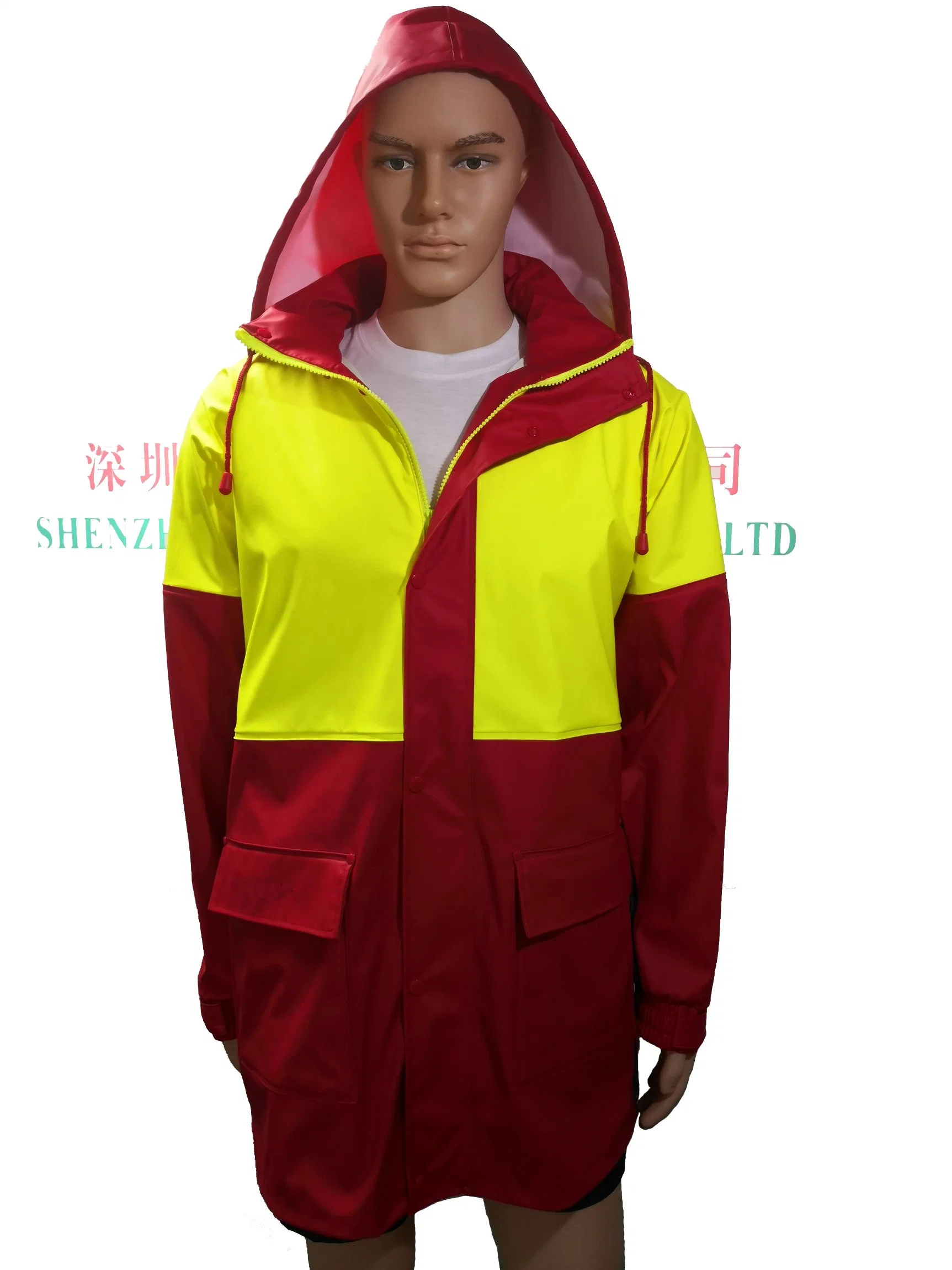 Unisex Workwear High Visibility Protective Clothing PU Rainwear