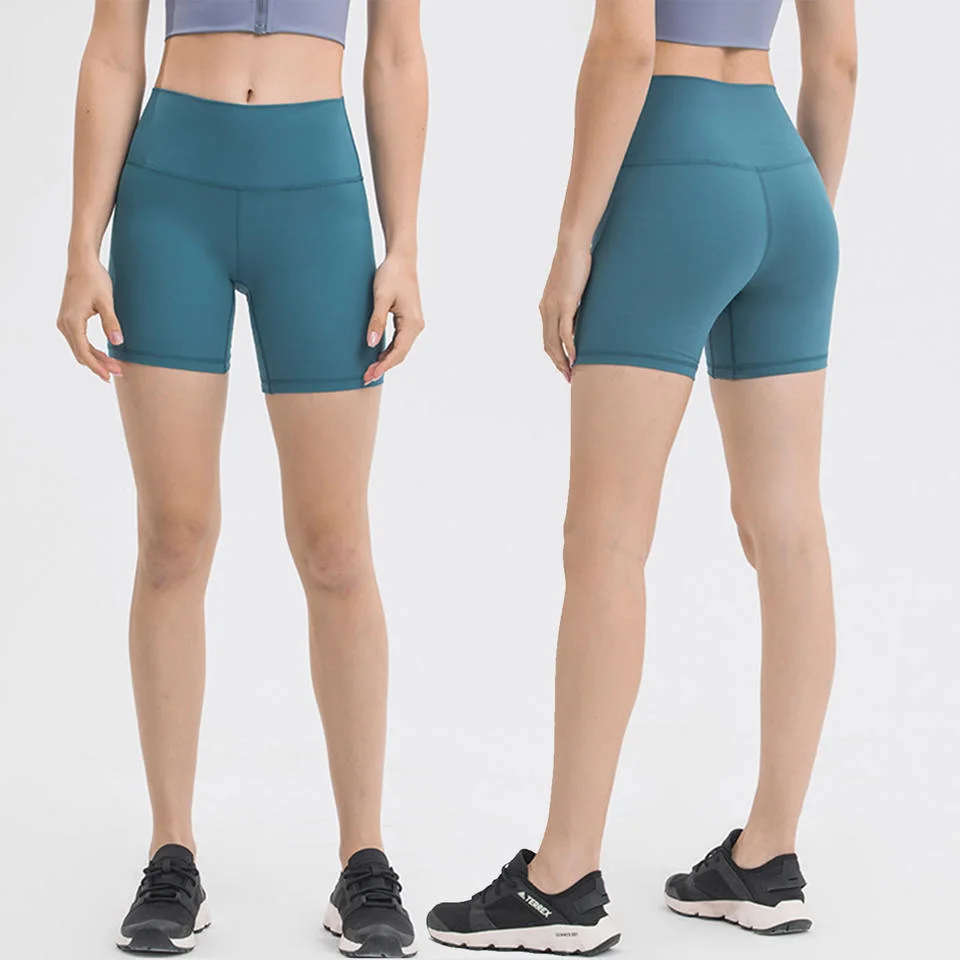 2023 New Lulu Align Breathable Butt Lift Stretch Tight Quick-Drying High Waist Drawstring Training Fitness Women Running Shorts