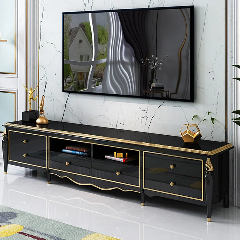 Wholesale/Supplier China Manufacturer Living Room Furniture Modern Black Display Wood Coffee Table and TV Stand Set