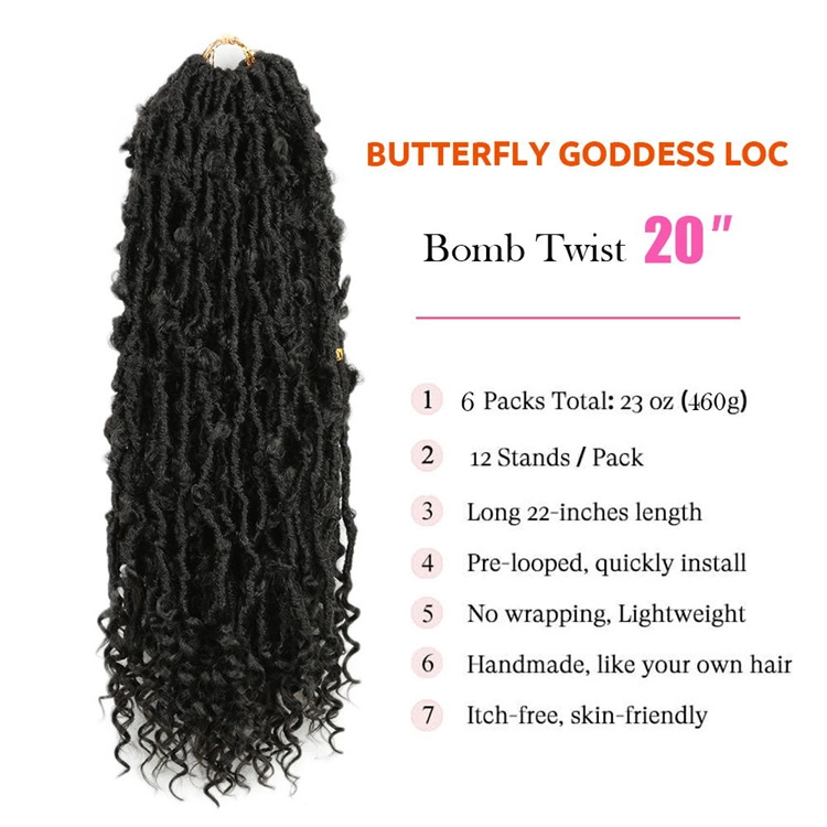 20pouce le papillon déesse de la tresse de cheveux synthétiques Locs crochet