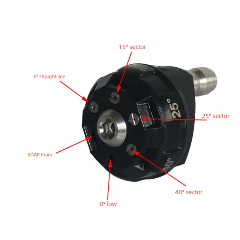 Seis em um setor linear Ajuste de ângulo múltiplo bico rotativo, bico de lavagem para automóvel, bico de pistola de água de alta pressão, bico multifunções