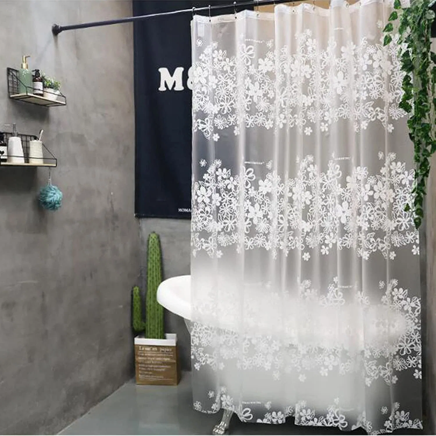 Bathroom Shower Curtain Liner, Heavy Duty Stall Shower Liner PEVA Waterproof Clear 3D Bath Curtain for Home Farmhouse and Hotel