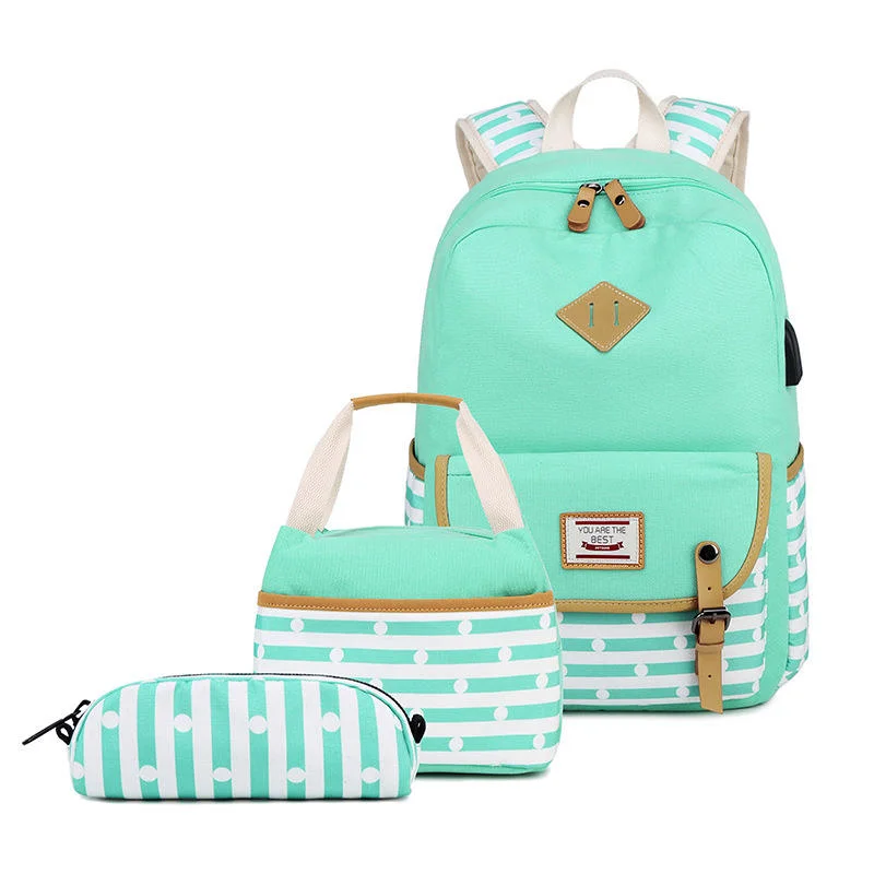 2023 Wholesale/Supplier Three-Piece Set Canvas Casual Backpack