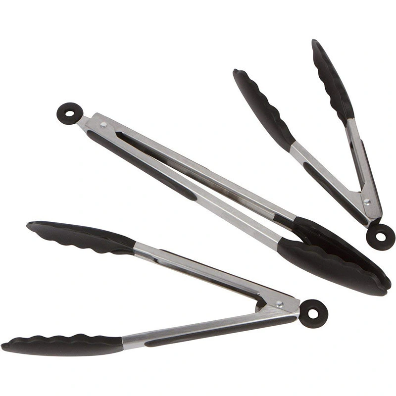 Talheres para Cozinhar Conjunto de 3 Tongs de Aço Inoxidável 304 para Churrasco e Cozinha