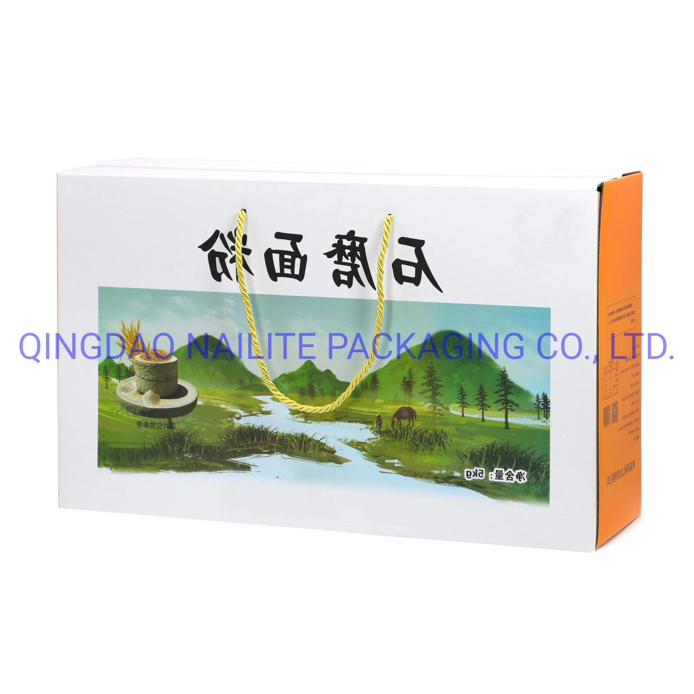 Customized Color Corrugated E/B Flute Paper Package--Gift Box of Fruit/Beverage/Olive Oil with Plastic Handle-Carton for Food/Pasta/Biscuit/Corn