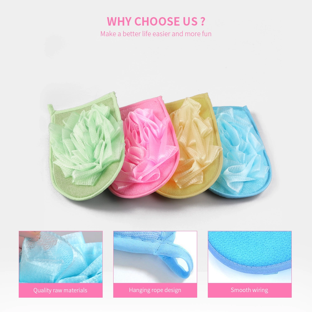 Low MOQ Body Bath Soap Gloves Sponge Mesh Nylon Sponge Flower Glove