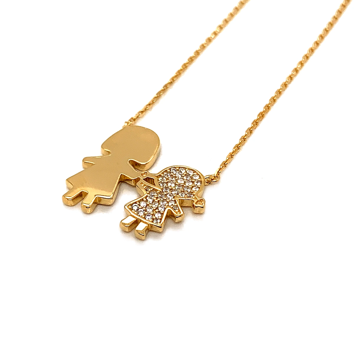 Fashion Jewelry/Wholesale/Supplier Sterling Silver 925 Gold Plated with CZ Mom, Son, Daughter/Family Necklace