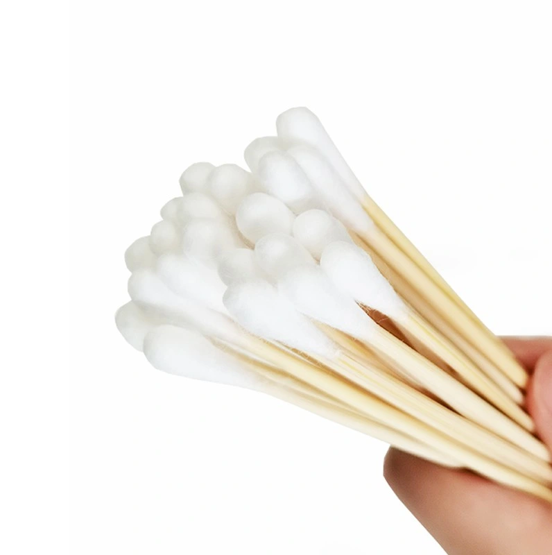 High quality/High cost performance  Medical Supply Cleaning Disinfection Wound Skin Disposable 6 Inch Bamboo Q Tip Cotton Bud Swab