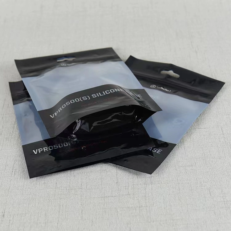 Plastic Flexible Soft Packaging Mylar Cloth Underwear Packed Zipper Bag Custom Logo Matte Black Snack Hanghole Pouch