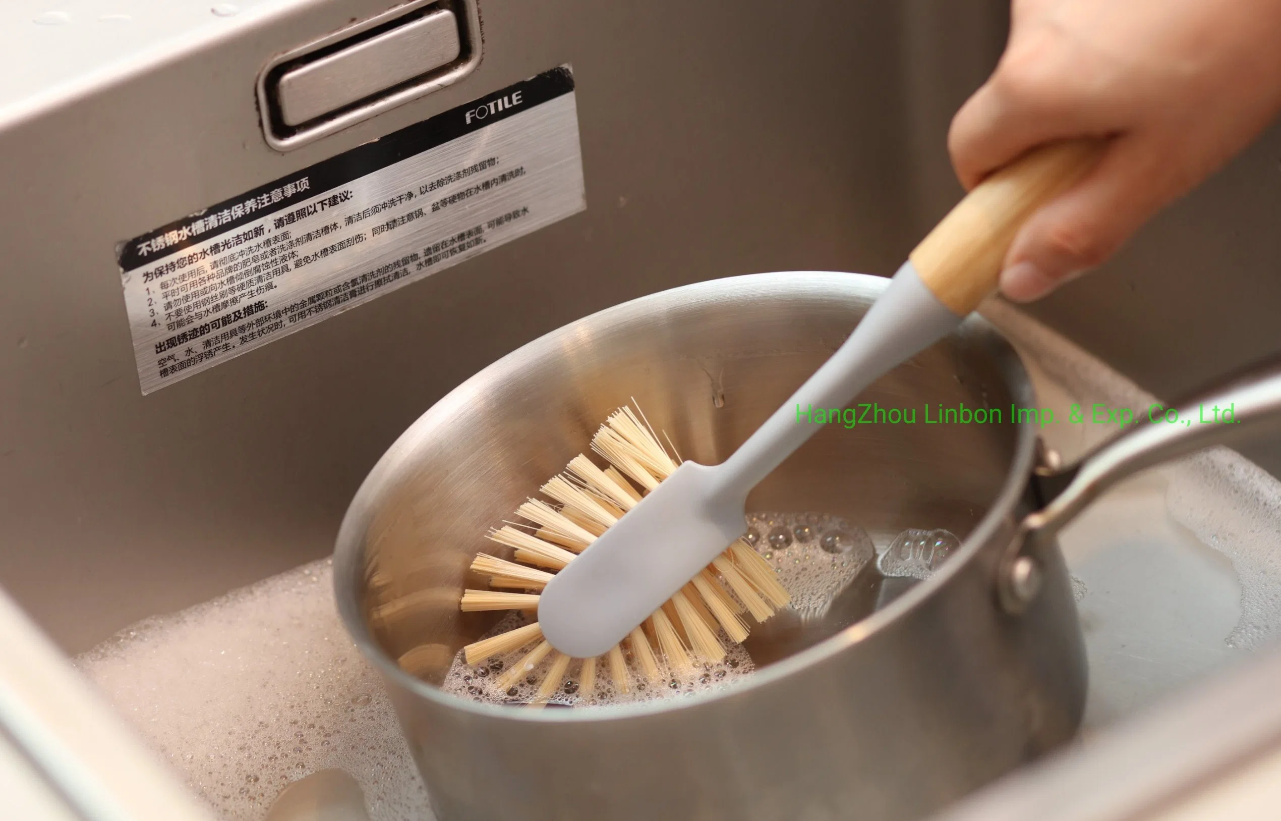 Poignée en plastique et de bambou Brosse de nettoyage chaud la vente d'outil à main de plat pinceau