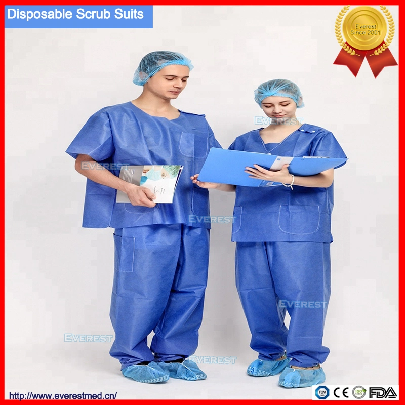 Disposable V-Neck Scrub Shirt Blue