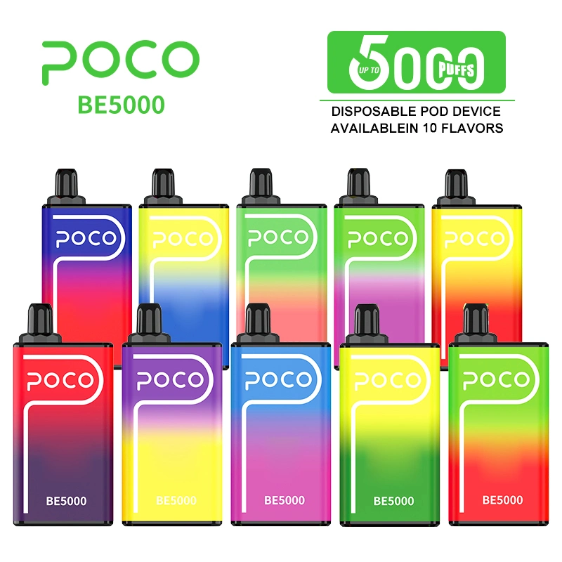 Aus USA Poco Be5000 Einweg Vape Pen Electronic Cigarette Mesh Coil 5000 Puffs Vapor Airflow Wiederaufladbare 14ml 10 Flavours Gerät E CIGS Verdampfer Original