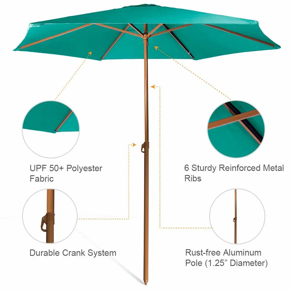 Beach Umbrella Polyester Canopy Portable for Beach Outdoor UV Protection Upf 50+