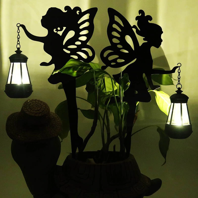 Outdoor Garden Holiday Decoration Wholesale Solar Powered Water Proof LED Metal Fairy with Lantern Yard Decorative Lighting with Stake