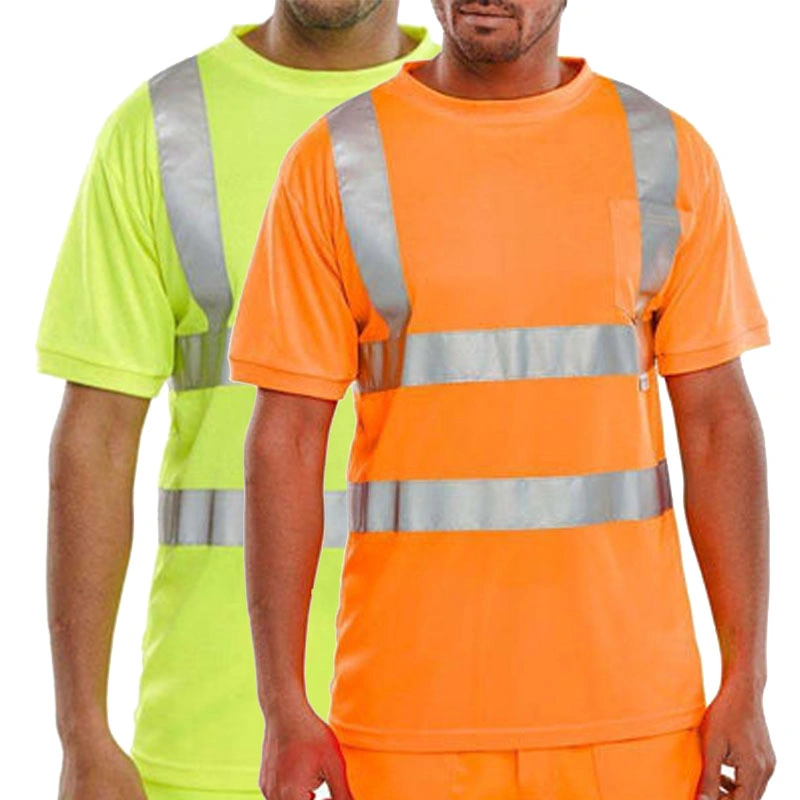 Hi-Vis T-Shirt En 20471 Reflective Shirt Outdoor Safety Short Sleeve High Visibility Crew Neck Tee