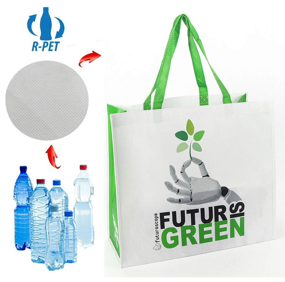 Personalizar Eco-Friendly Fabric RPET reutilizáveis de PP Non-Woven Sacola de Compras Sacos