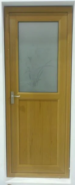 Caracol/PVC color madera UPVC la puerta del baño con vidrio esmerilado