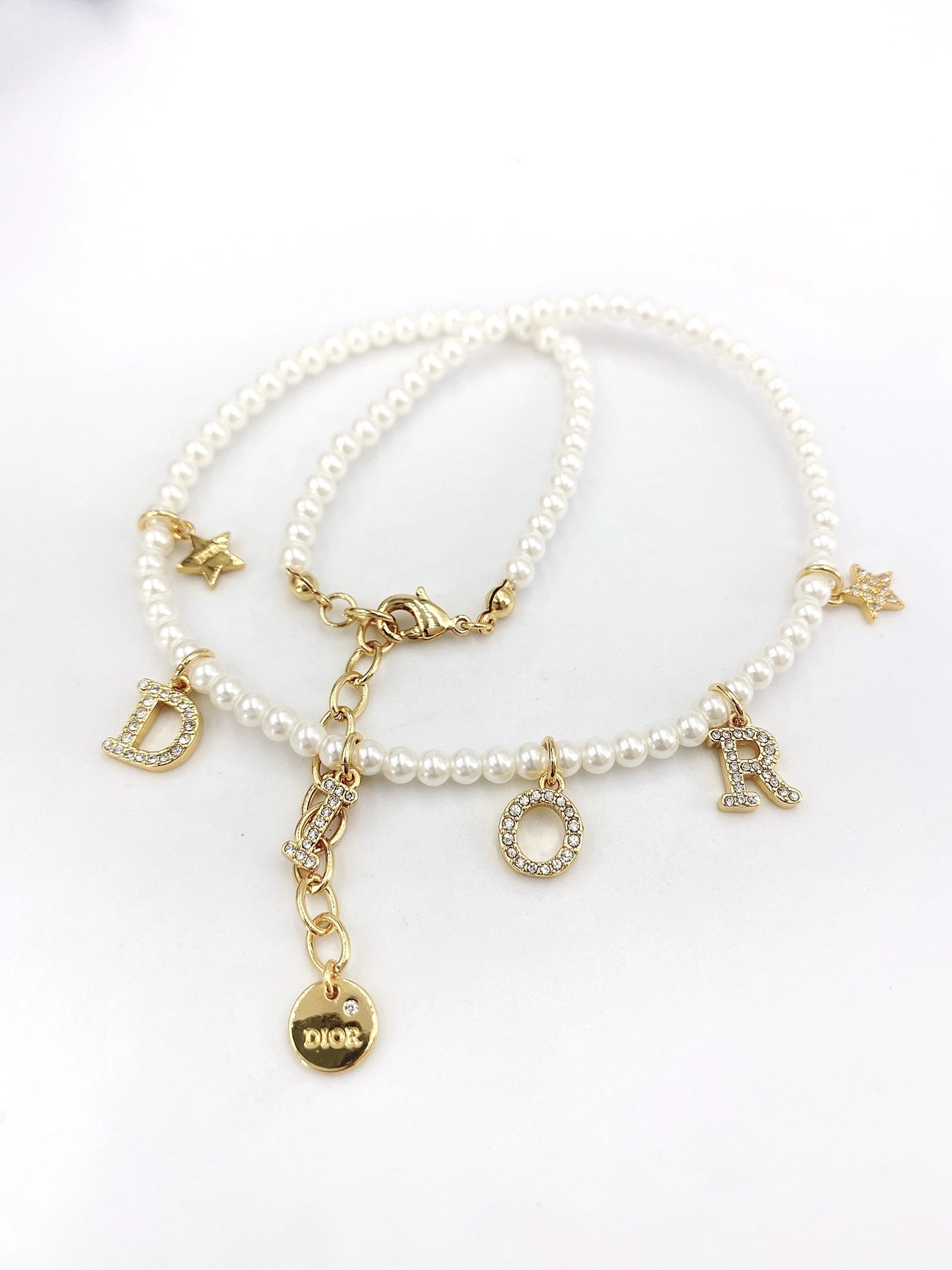 High-Carbon Diamond Necklace High-End Custom Micro-Setting Craft Pearl Letter Bracelet Necklace