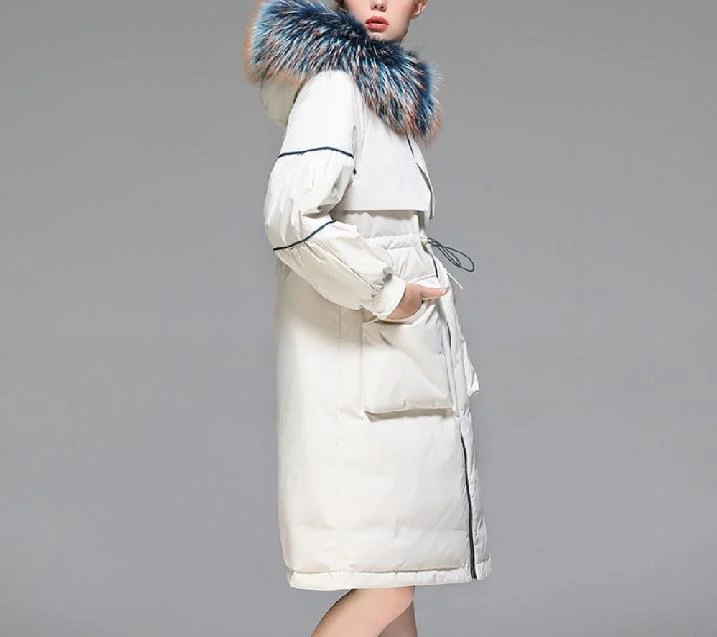 White 2023 Damas Winter Hoodie Down Jacket Coats Long - Mujer Chaquetas de abajo