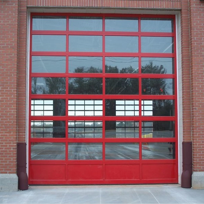 Overhead Red Color Roll up Sectional Door for Fire Station