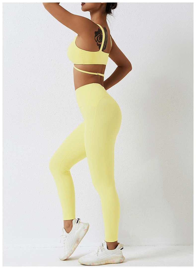 Umweltfreundlich recycelbarer Stoff 2 STÜCK Yoga Wear Damen Sport-BH Unterhemd Leggings Mit Hohem Bund Outfit Gym Set Fitness Trainingsbekleidung Sportbekleidung