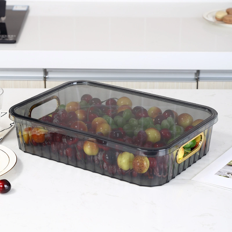 Étagère de garde-manger pour animaux de compagnie Organisation de la cuisine Paniers de rangement Étagères Rangement de légumes Panier empilable avec poignée Bac de rangement en plastique avec couvercle