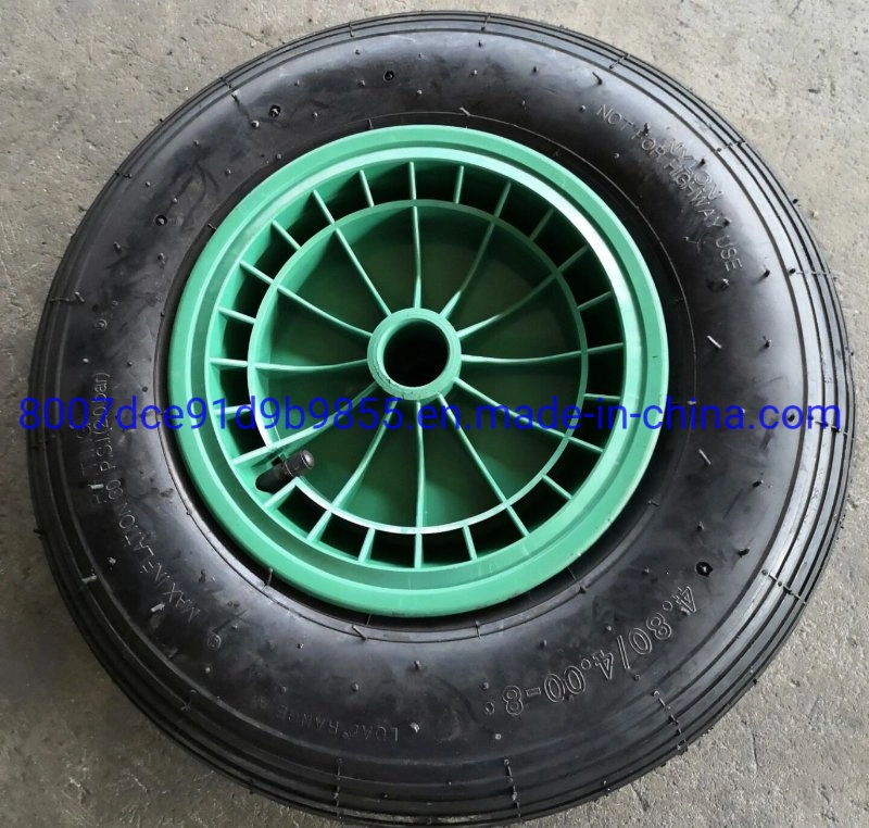 Popular Pattern 4.00-8 Pneumatic Wheelbarrow Wheel with Plastic Rim