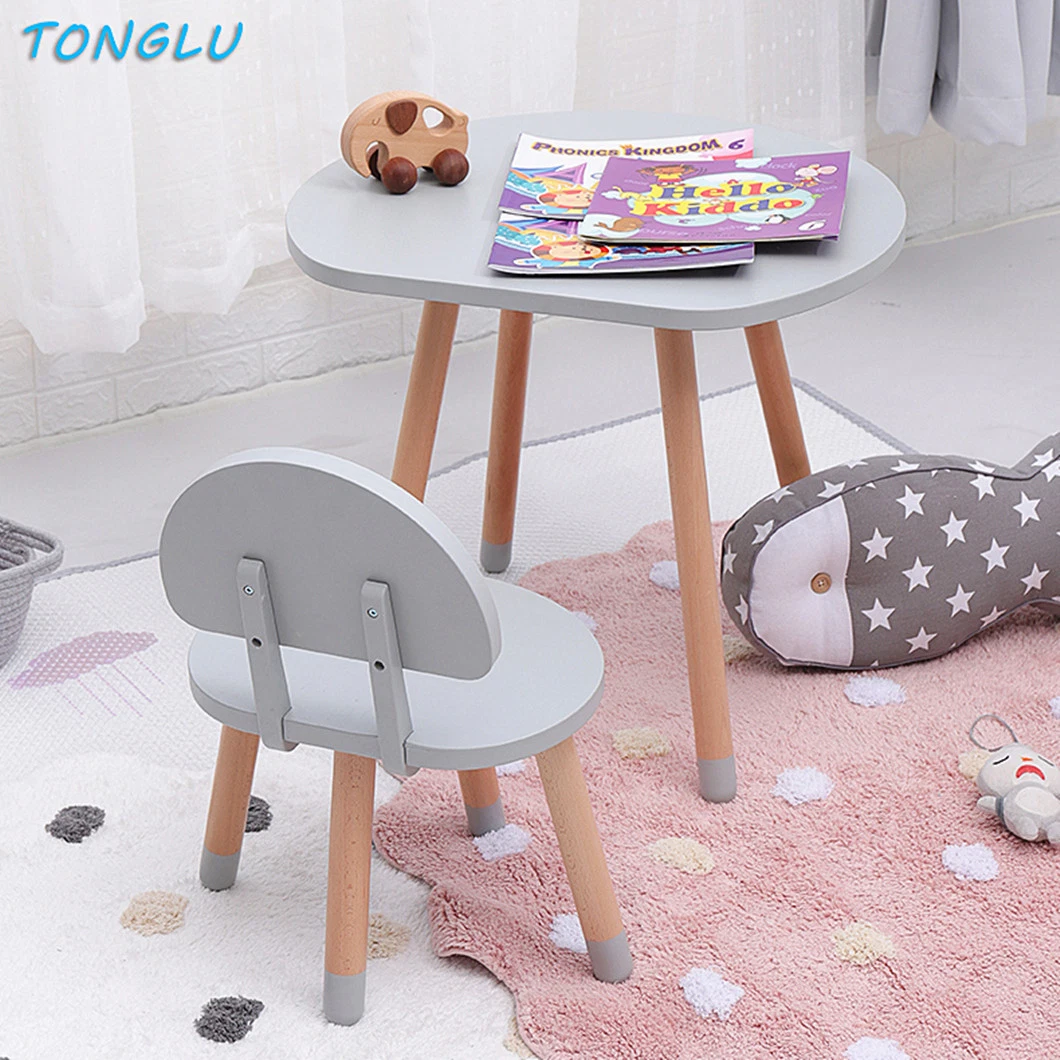 Mushroom Shape Wooden Children's Table and Chair Set Kids Home Furniture