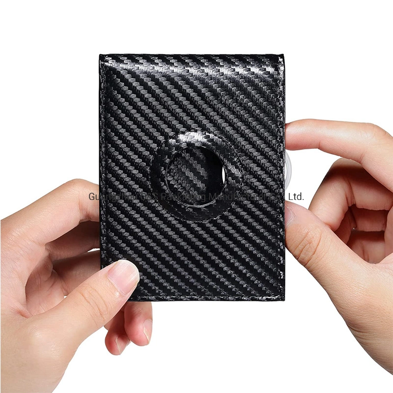 OEM&ODM Custom Minimalist Carbon Fiber Leather Multi Functional Slim Airtag Wallet RFID Blocking Men Wallet