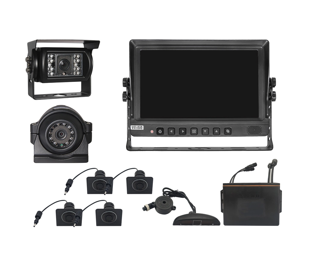 with 7inch HD Monitor and IP69K Waterproof Camera 4 Probes Caravan Bus Car Truck Reverse Parking Sensor