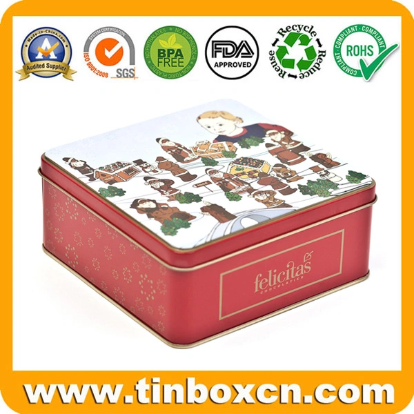 Square Gift Tin Box Packaging for Metal Can Tin Container