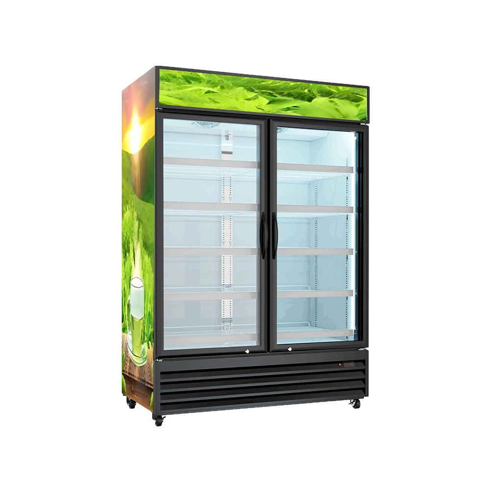 Frigorífico de exposição comercial, frigorífico com portas de vidro de temperatura única Refrigerador de ecrã