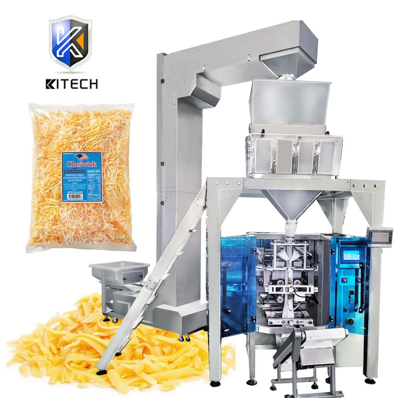 Kitech Full Automatic Refrigeration Scale Weighing 50-500 G Sliced Shredded Cheese Packing Machine