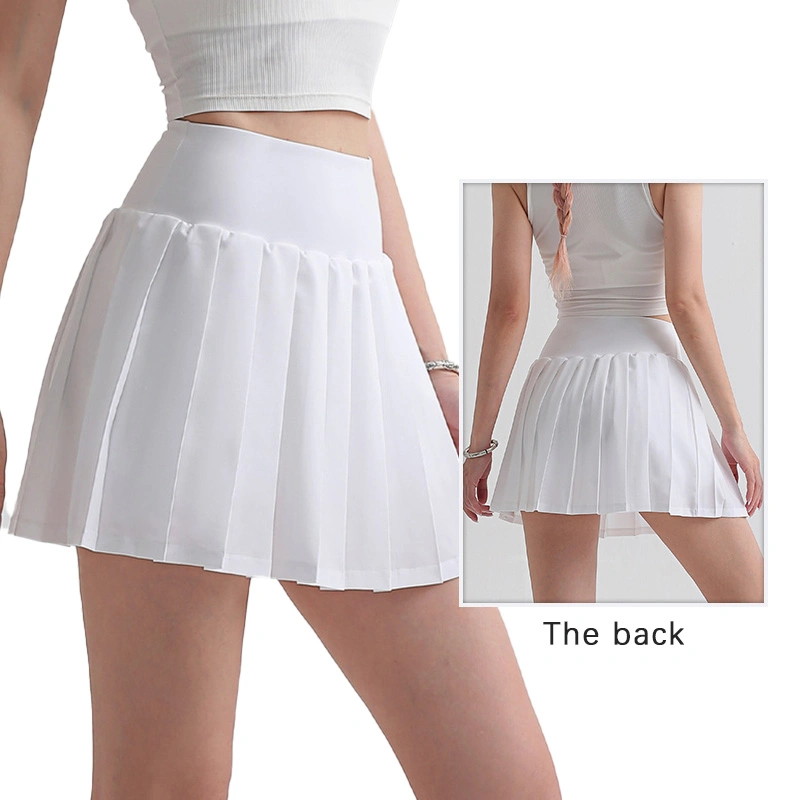 Wholesale Custom Pleated Fitness Dress Anti-Slip Tennis Workout Active Wear Clothing Running Breathable Safe Sports Yoga Gym Short Skirt for Women with Pocket