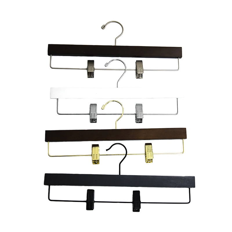 Wooden Trousers Rack with Flower Clip Flat Clip Customized Color Customized Logo