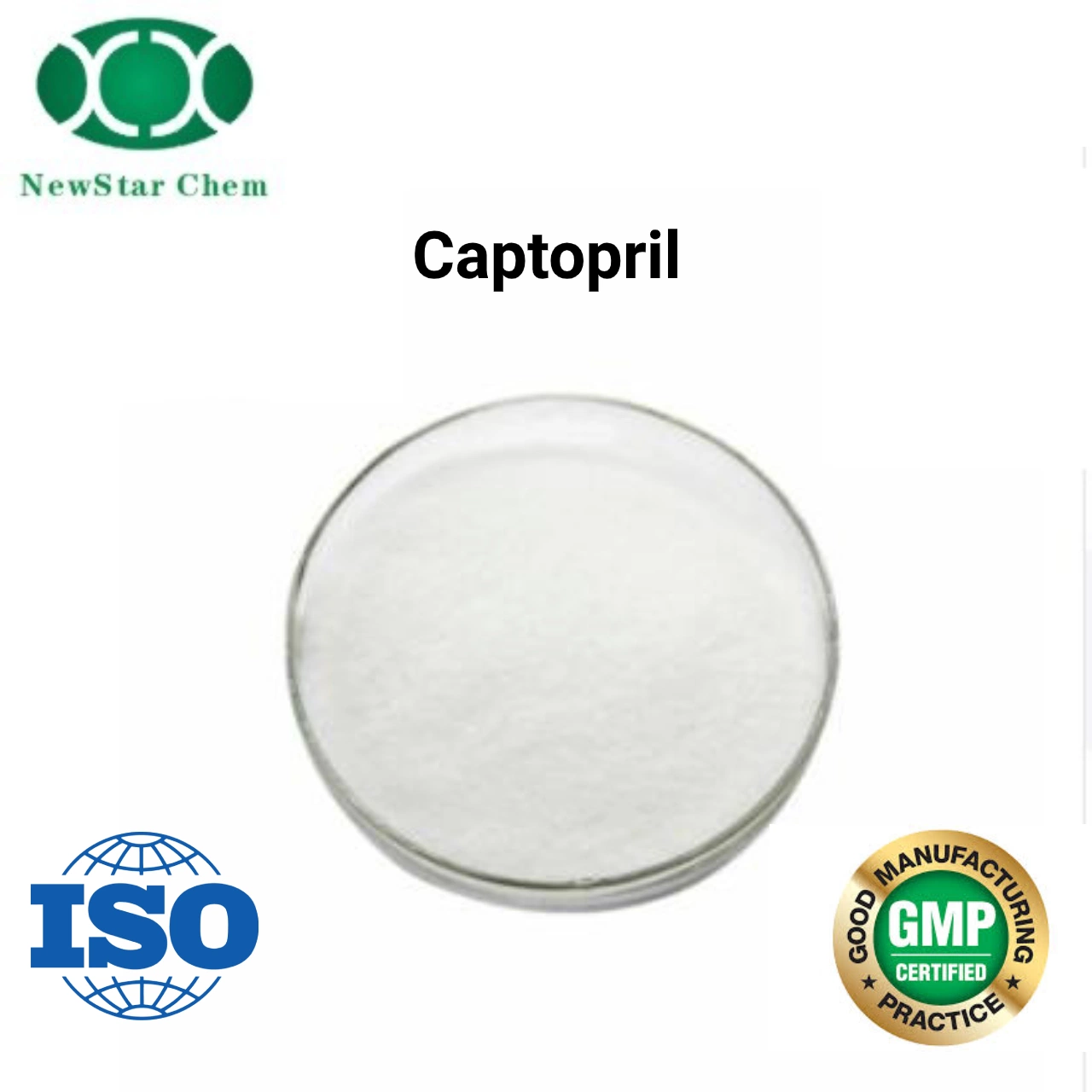 Captopril CAS 62571-86-2 Pharma Grade White Powder