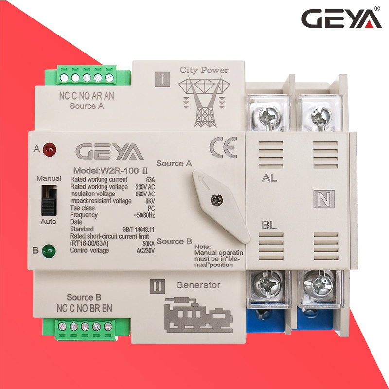 ISO9001 Approved Whole House Manual Geya Solar Reliance Generator Transfer Switch