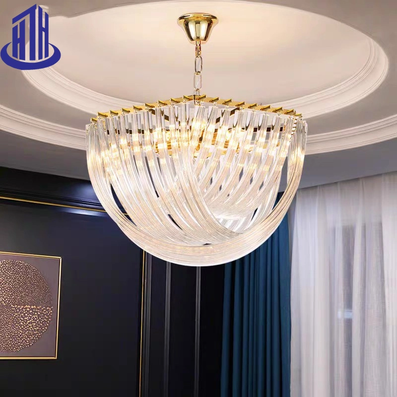 E14 D30/50/65/80 cm lustre de cristal pendente nórdico de luxo em forma de U (3001)