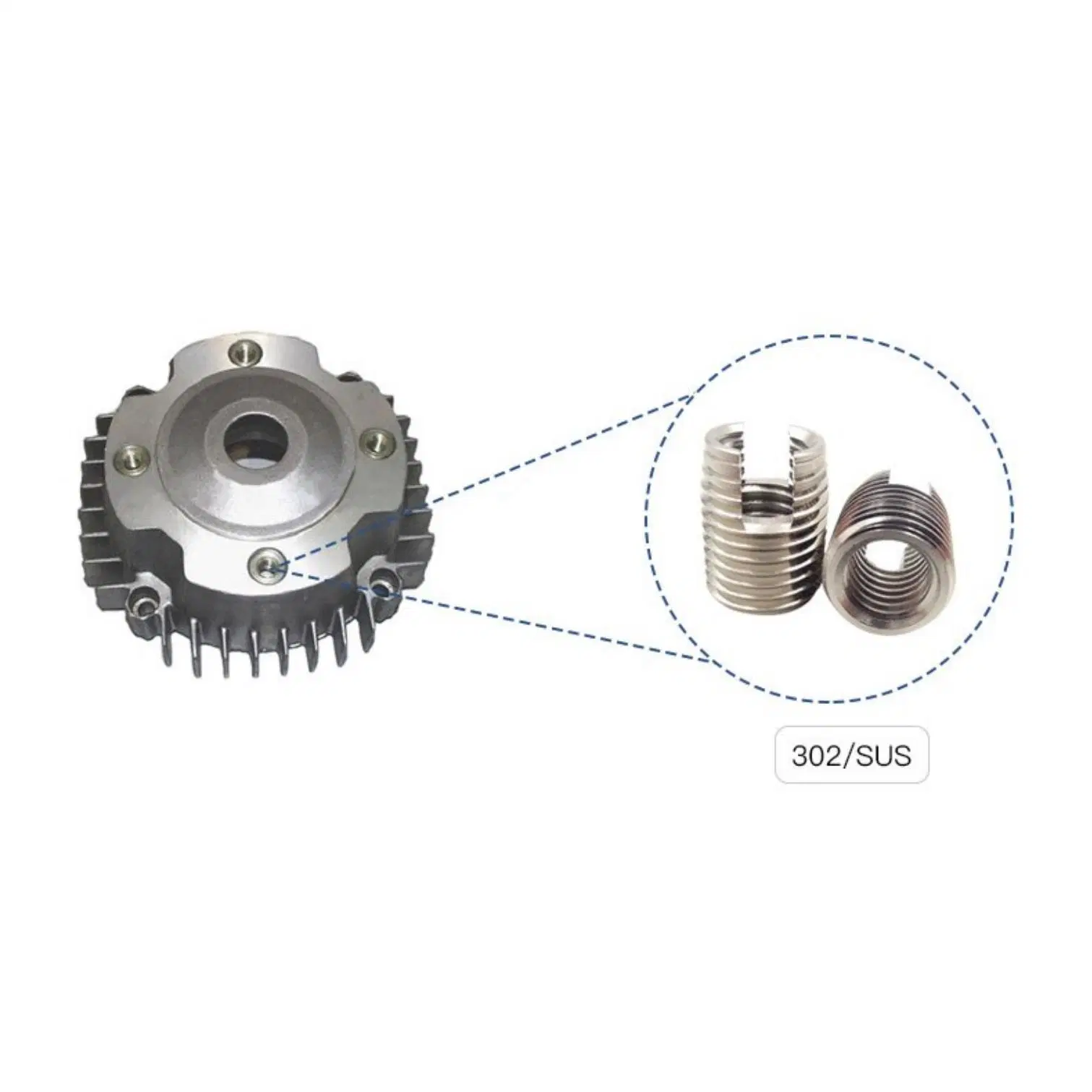 Encastre roscado autorroscante de tamaño unificado de acero inoxidable tipo 302