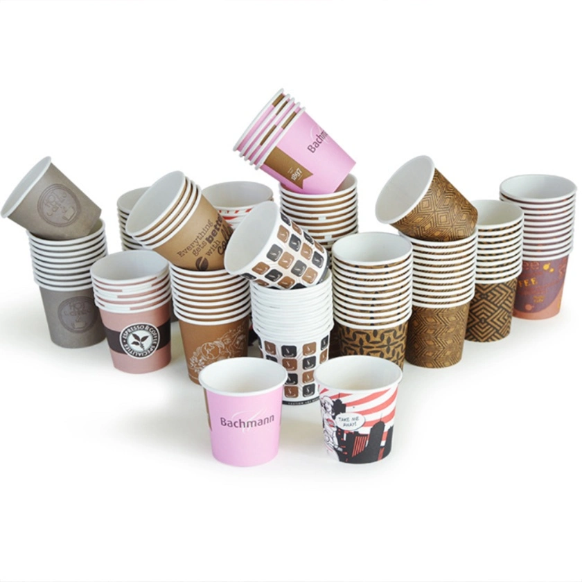 Disposable Paper Cup Printing Takeaway Drinking Coffee Paper Cup with Prevent Leaks Lids