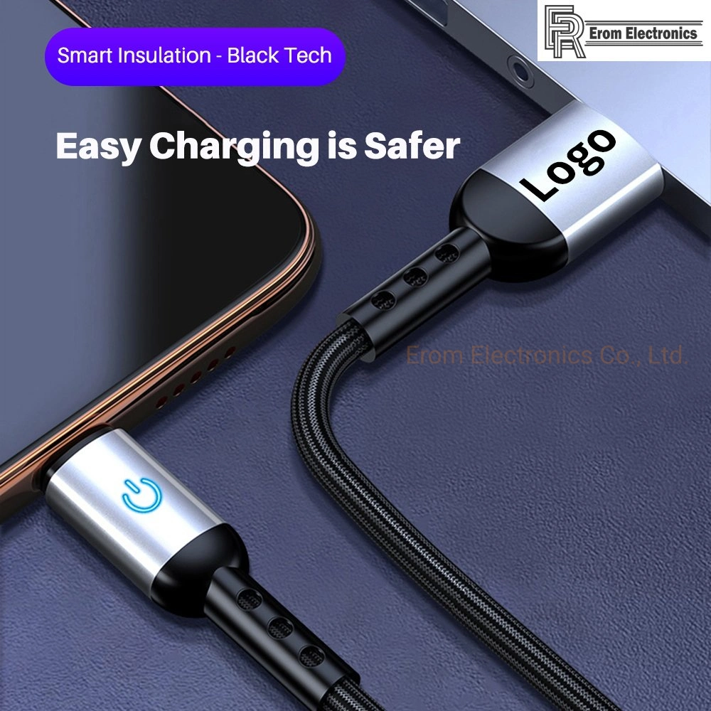 Top Quality OEM 2.1A Aluminum 1.2m Pd Alloy Braided LED Light Phone Accessories Fast Charging Data Cable for Iphones