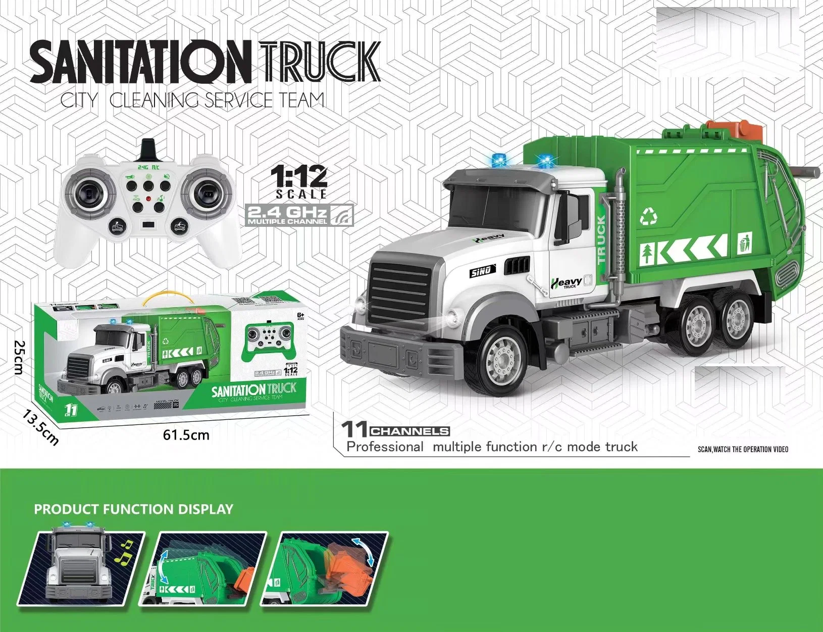 Remote Control Sanitation Truck Engineering Truck 2.4G Construction Car