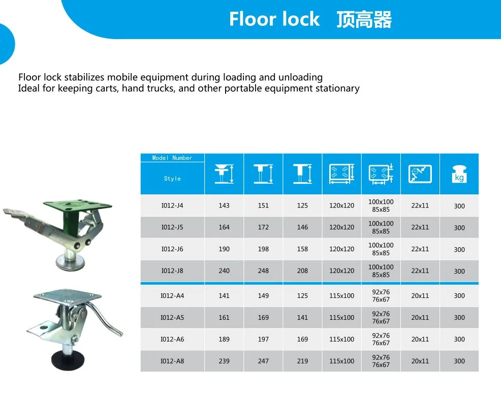 Wbd Rueda de Alta Calidad Industrial Lock-Lift piso arriba de la barra de inicio de la fábrica de tipo americano Zinc-Plated Pedal de piso cerraduras para ruedas de carro de mano