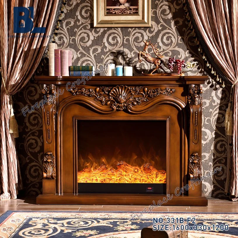 Brown Standing Decorative Fireplace Mantel with Heating Function 331b