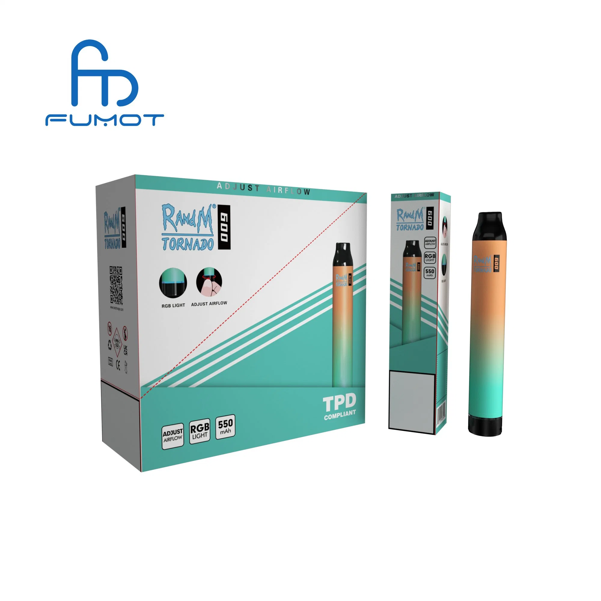 Mini-cassete de papel Randm 2 ml tornado 600 Puffs descartáveis e-CIG